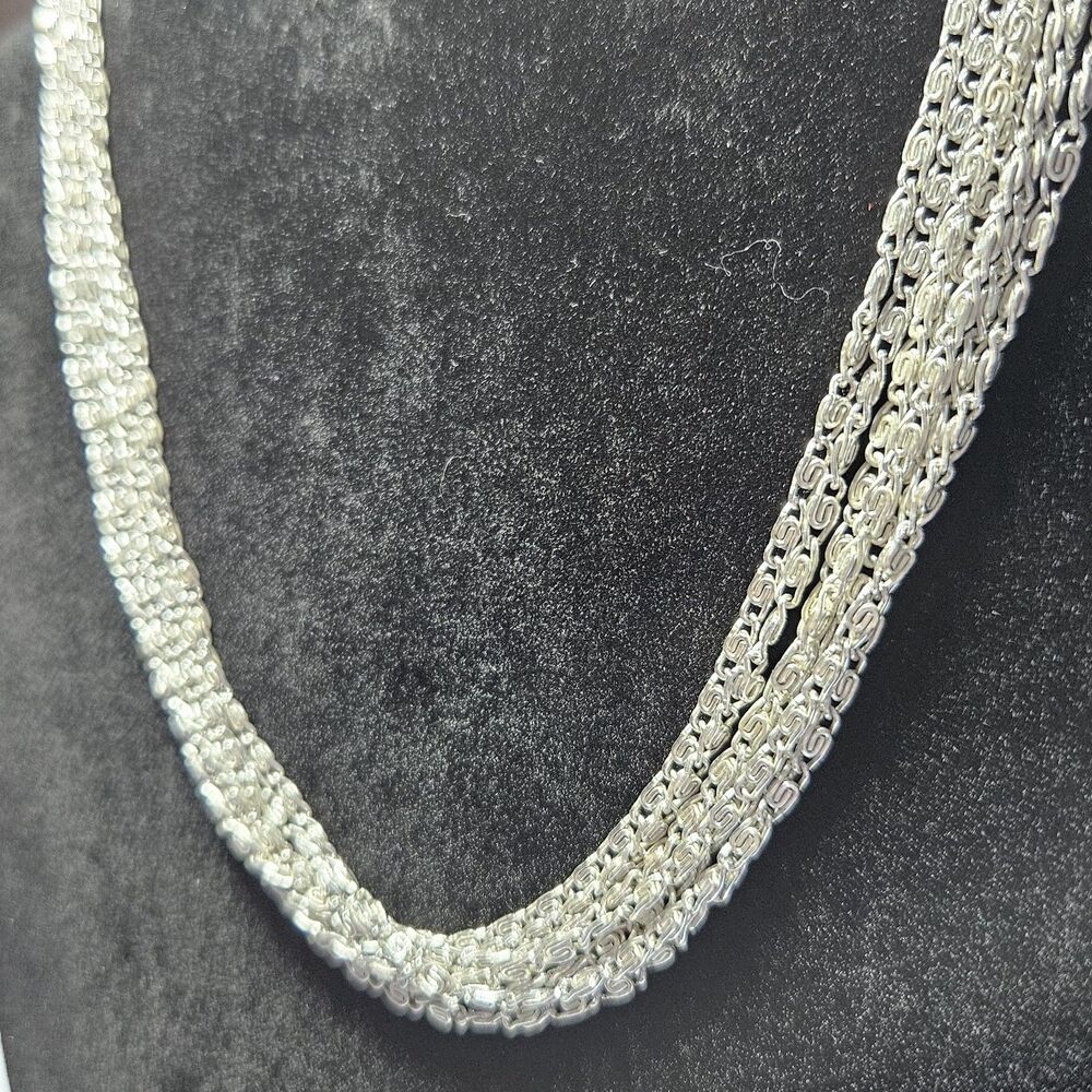 Vintage Sarah Coventry Multi Strand S-Link Silver Tone Necklace 15.5" 1960s - Picture 5 of 14